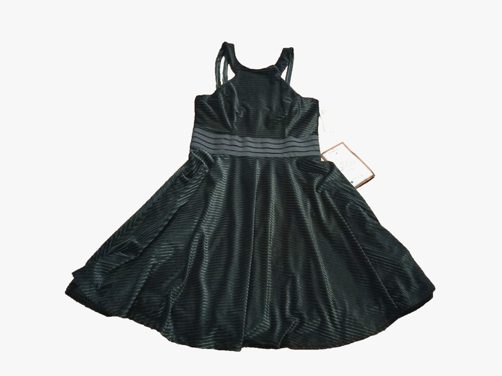 New City Studios Dark teal Blue Illusion-Waist Scuba Fit & Flare Halter Dress